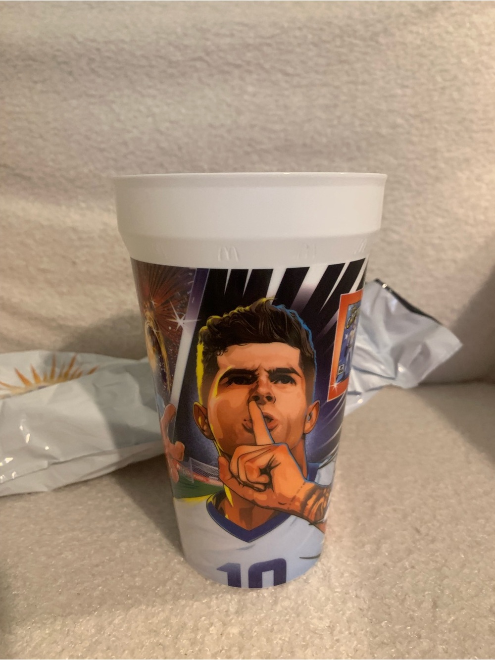 White Illustrated Plastic Drink Cup - Sports Graphics